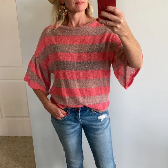 Striped Bell sleeve Sweater/Top - Picture 2 of 8